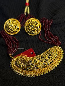 Bean shaped pendant set(gold plated)