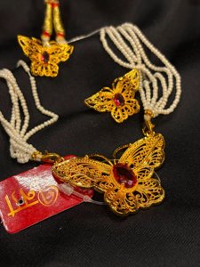 Royal Red stone Butterfly pendant Set