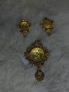 Shabeki gini pendant set(antique polish)