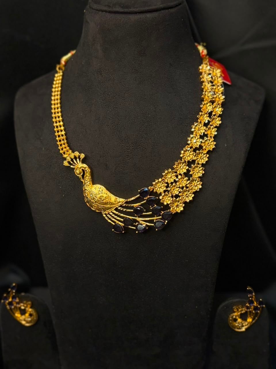 Peacock Midnight Blue Stone Necklace