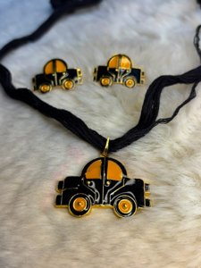 Retro Automobile Pendant and Stud earrings