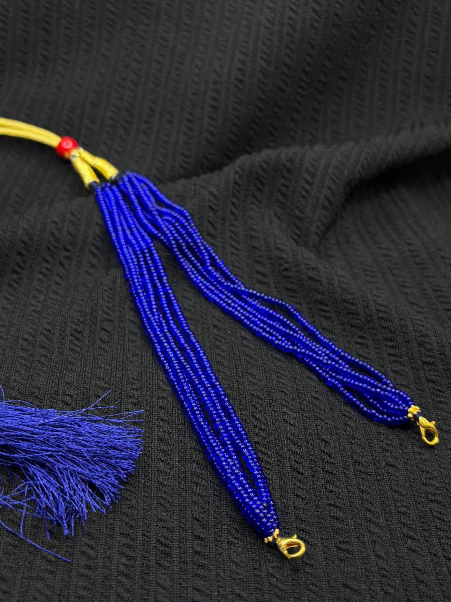 Blue chini beads tassel