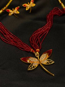Royal Red Mina Butterfly Pendant Set