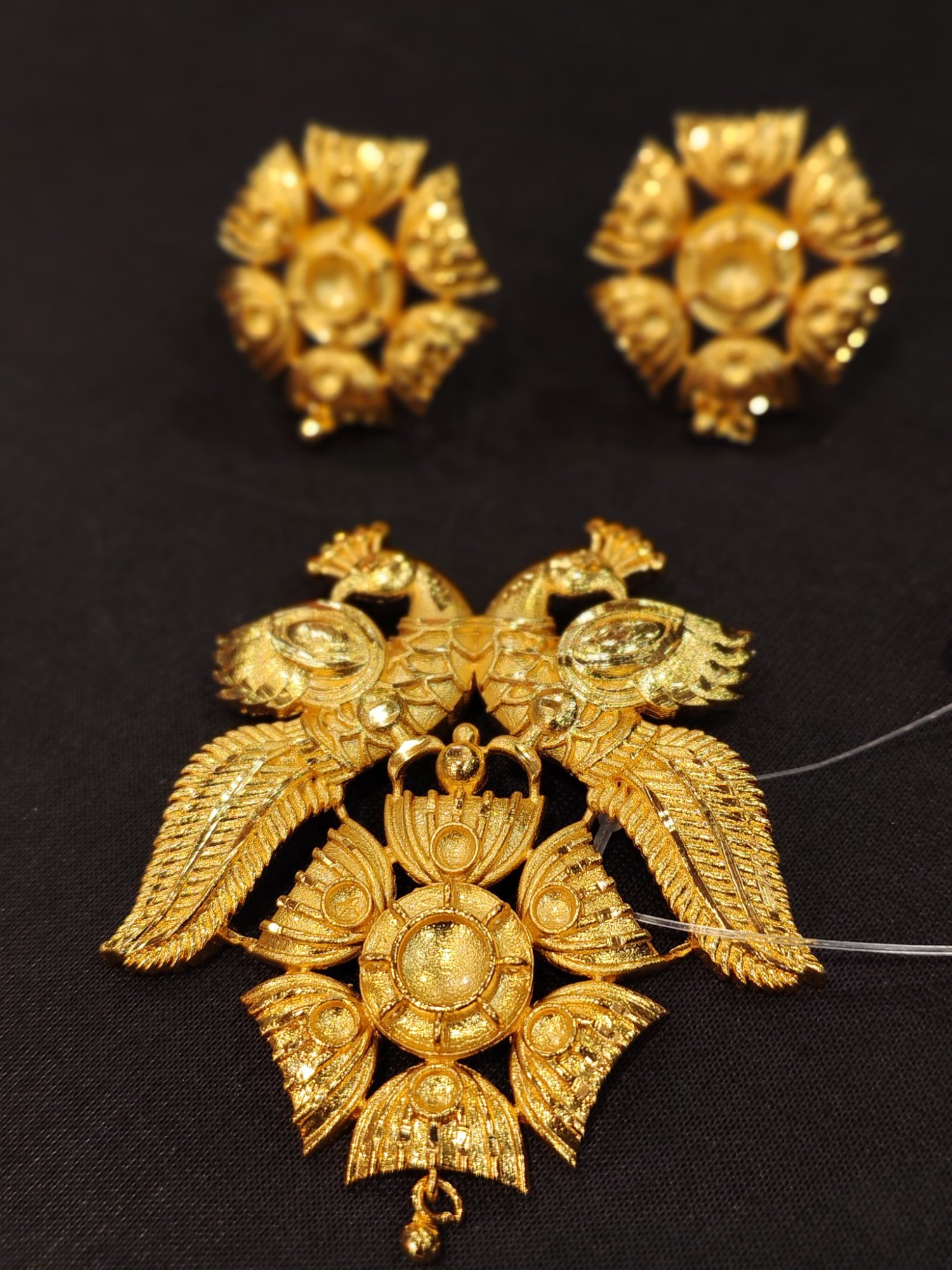Nakshi Peacock Pendant Set