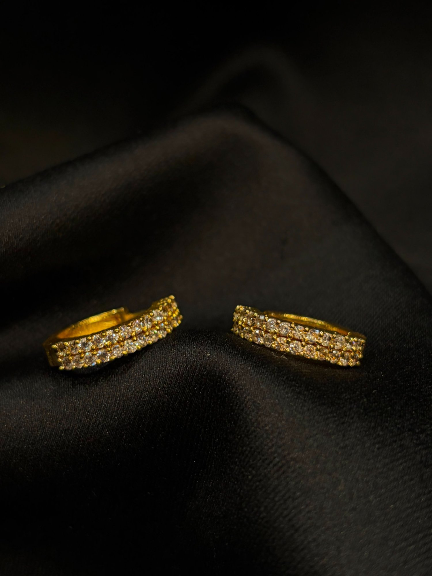 Double Stone Setting Ring Earring