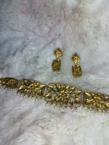 leaf square choker(antique polish)